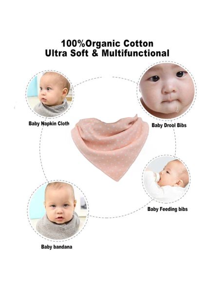 Lot de 2 Bavoir Bandana Bébé - Taille unique - Coloris au choix