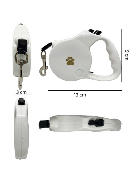Laisse de Chien Rétractable 3m - Dimension : 13 x 9 x 3 cm