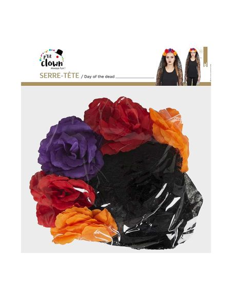 Serre-tête Jour des Morts avec Fleurs - Voile 120cm