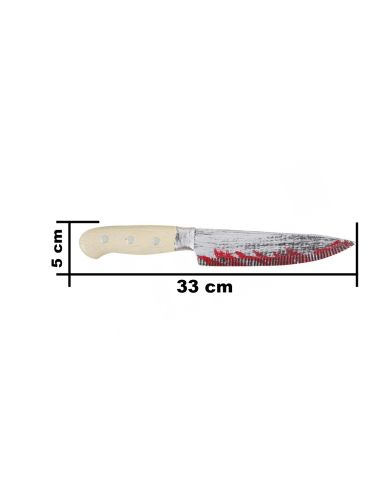 Couteau factice ensanglanté Halloween - Longueur : 33 cm