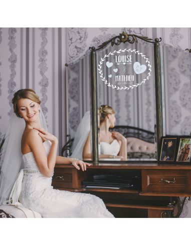 Kit de Stickers de Vitre Voiture Prénoms Mariés