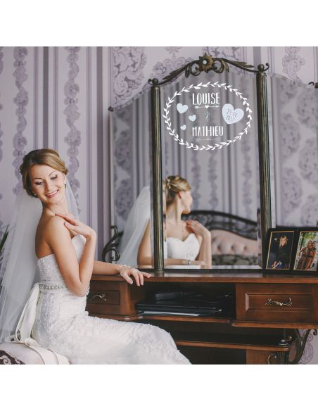 Kit de Stickers de Vitre Voiture Prénoms Mariés