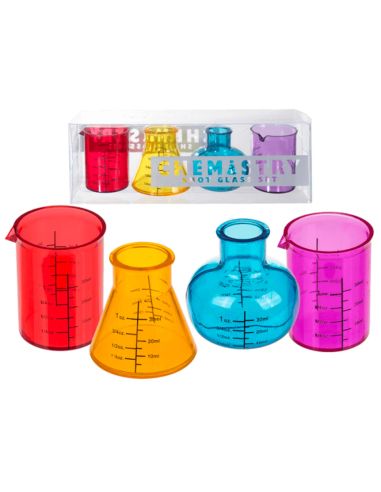 Set de 4 Verres shooter Chimiste - Dimensions : 4,5 x 5 cm