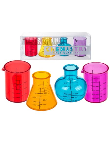 Set de 4 Verres shooter Chimiste - Dimensions : 4,5 x 5 cm