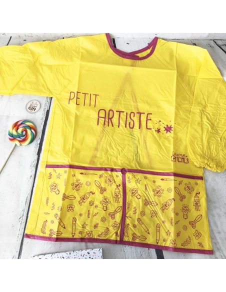 Tablier Manche Longue pour Enfant 3 - 8 ans Imprimé "PETIT ARTISTE" / Taille Unique