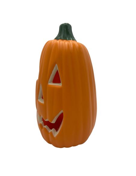 Décoration Halloween Citrouille Lumineuse  Allongée- Dimensions : 34 x 18 cm