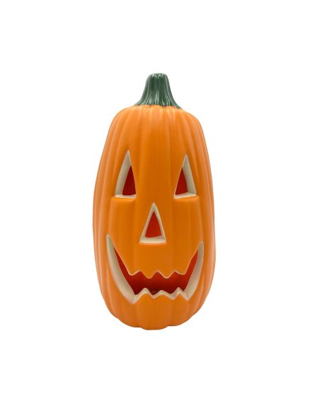 Décoration Halloween Citrouille Lumineuse  Allongée- Dimensions : 34 x 18 cm