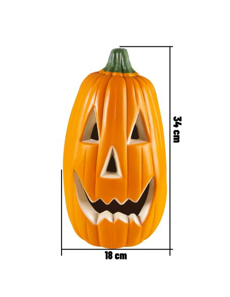 Décoration Halloween Citrouille Lumineuse  Allongée- Dimensions : 34 x 18 cm