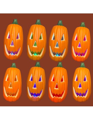 Décoration Halloween Citrouille Lumineuse  Allongée- Dimensions : 34 x 18 cm