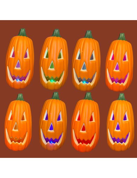Décoration Halloween Citrouille Lumineuse  Allongée- Dimensions : 34 x 18 cm