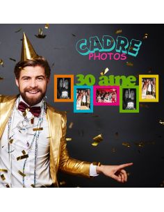 Cadre Photo "30 aine" Pêle-mêle  5 Vues - Dimensions : 64,8 x 23,5 cm 2