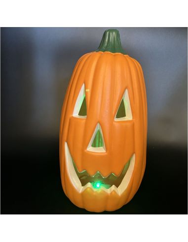 Décoration Halloween Citrouille Lumineuse  Allongée- Dimensions : 34 x 18 cm
