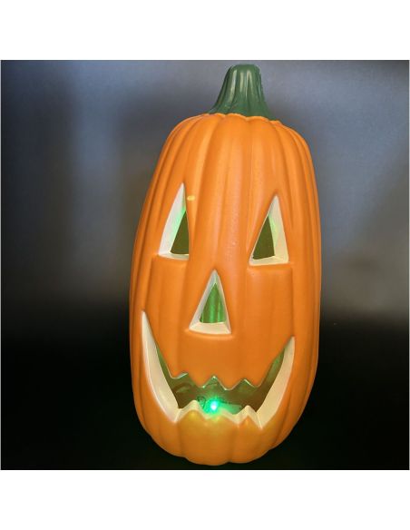 Décoration Halloween Citrouille Lumineuse  Allongée- Dimensions : 34 x 18 cm