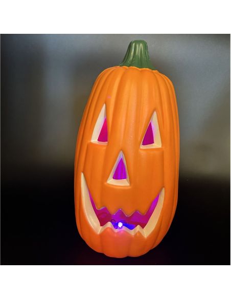 Décoration Halloween Citrouille Lumineuse  Allongée- Dimensions : 34 x 18 cm
