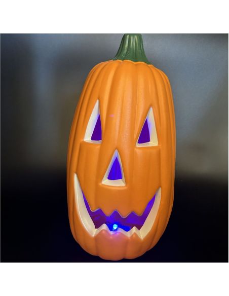 Décoration Halloween Citrouille Lumineuse  Allongée- Dimensions : 34 x 18 cm