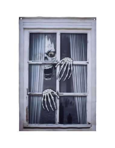 Décor de Fenêtre Squelette Halloween - Dimensions : 120 x 80 cm