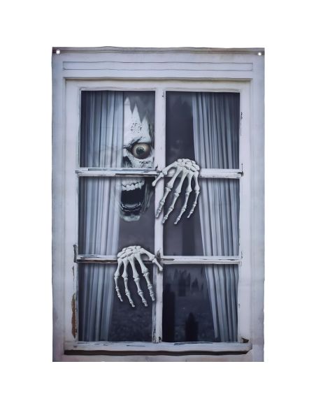 Décor de Fenêtre Squelette Halloween - Dimensions : 120 x 80 cm