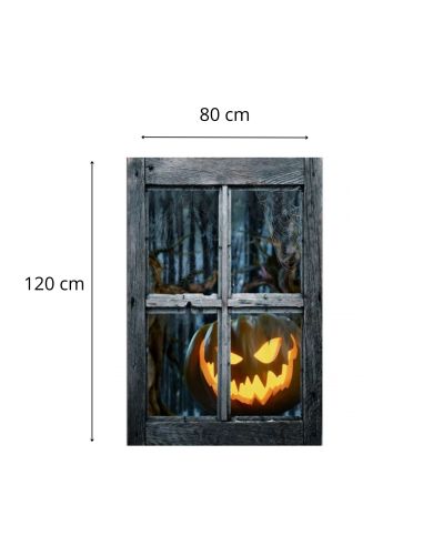 Décor de Fenêtre Citrouille Halloween - Dimensions : 120 x 80 cm