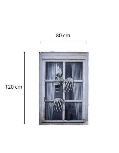 Décor de Fenêtre Squelette Halloween - Dimensions : 120 x 80 cm