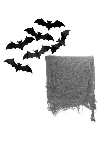 Décoration Halloween - Filet avec Chauve-souris - Dimension : 300 x 75 cm
