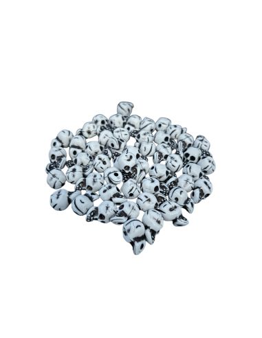 Lot de 50 Perles Mini Crânes en Plastique Halloween