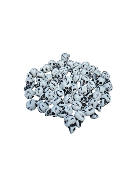 Lot de 50 Perles Mini Crânes en Plastique Halloween