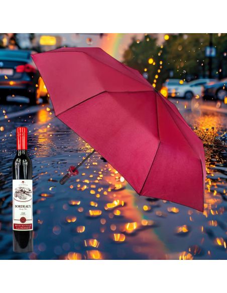 Parapluie en Forme de Bouteille De Vin Rouge - Dimensions ouvert : 61 x 90 cm