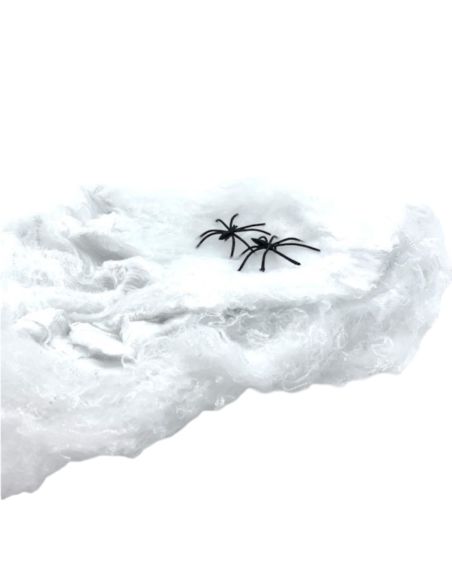 Toile d'Araignée avec 4 Araignées en Plastique