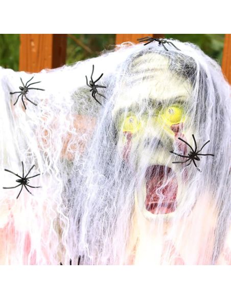 Toile d'Araignée avec 4 Araignées en Plastique