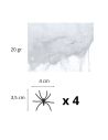 Toile d'Araignée avec 4 Araignées en Plastique
