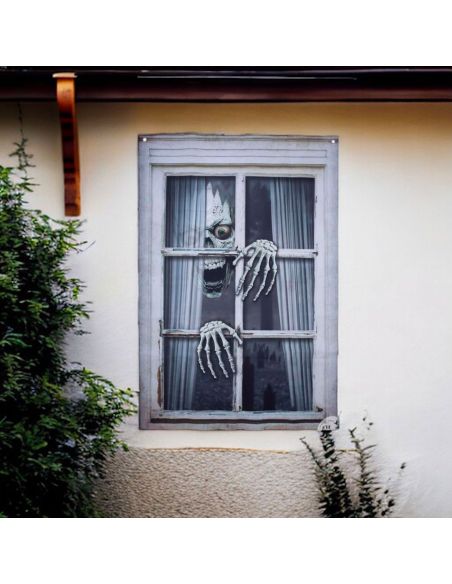 Décor de Fenêtre Squelette Halloween - Dimensions : 120 x 80 cm