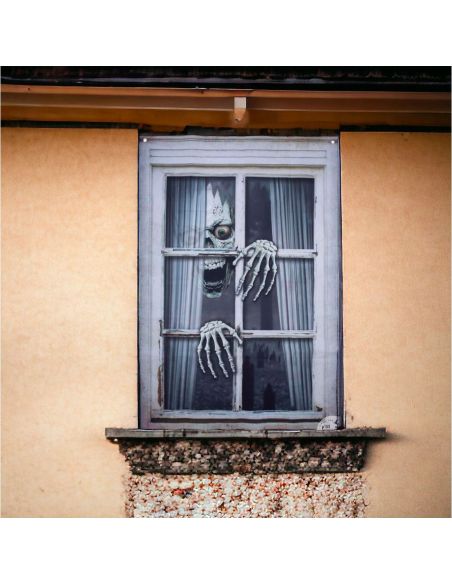 Décor de Fenêtre Squelette Halloween - Dimensions : 120 x 80 cm