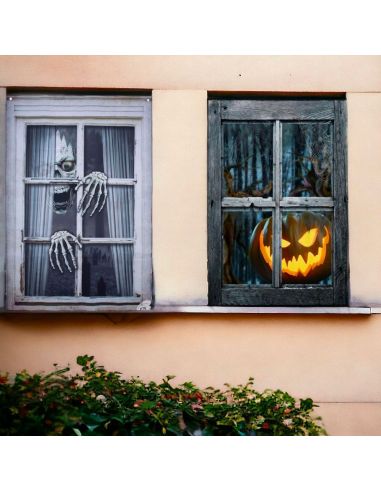 Décor de Fenêtre Squelette Halloween - Dimensions : 120 x 80 cm
