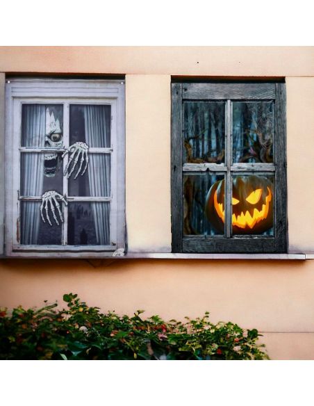 Décor de Fenêtre Squelette Halloween - Dimensions : 120 x 80 cm