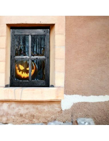 Décor de Fenêtre Citrouille Halloween - Dimensions : 120 x 80 cm