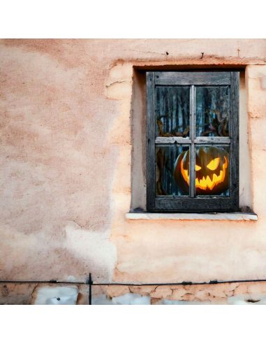 Décor de Fenêtre Citrouille Halloween - Dimensions : 120 x 80 cm