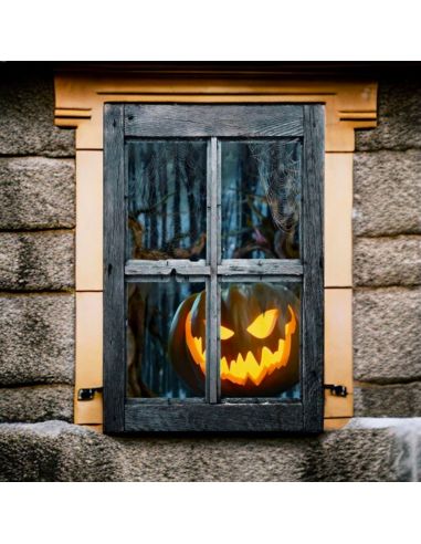 Décor de Fenêtre Citrouille Halloween - Dimensions : 120 x 80 cm