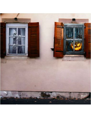 Décor de Fenêtre Citrouille Halloween - Dimensions : 120 x 80 cm