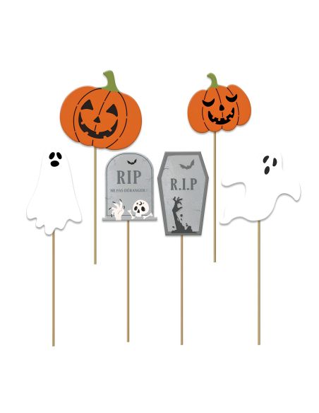 Lot de 6 Décorations de Jardin à Planter Halloween - Dimensions : 44 x 15 x 1 cm