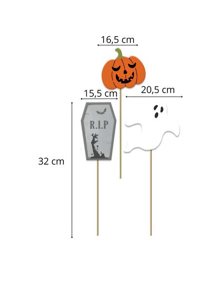 Lot de 6 Décorations de Jardin à Planter Halloween - Dimensions : 44 x 15 x 1 cm