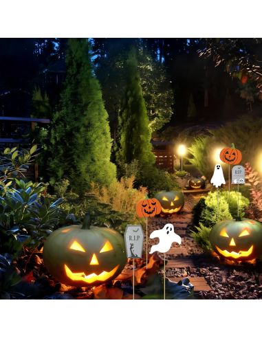 Lot de 6 Décorations de Jardin à Planter Halloween - Dimensions : 44 x 15 x 1 cm