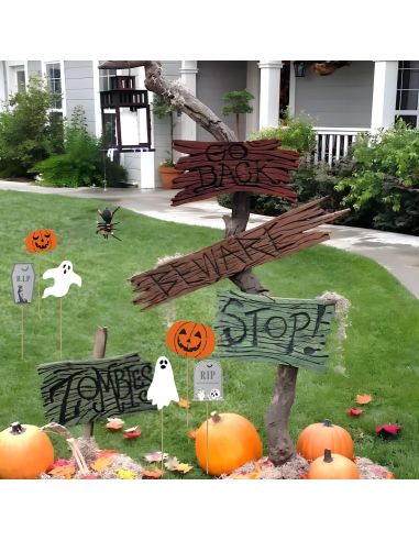 Lot de 6 Décorations de Jardin à Planter Halloween - Dimensions : 44 x 15 x 1 cm