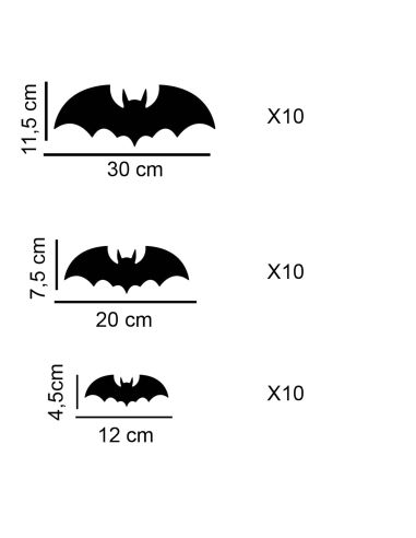 Décorations Murale en Relief Chauve-souris - Coffret de 30 Pièces - Pastilles Adhésives Incluses