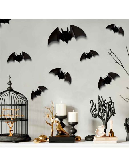 Décorations Murale en Relief Chauve-souris - Coffret de 30 Pièces - Pastilles Adhésives Incluses