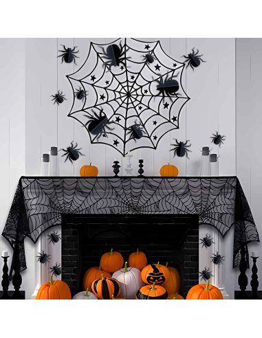 Décorations Murales en Relief Araignées Halloween - Coffret de 30 Pièces - Pastilles Adhésives Incluses