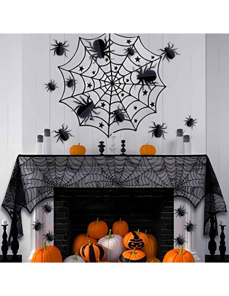 Décorations Murales en Relief Araignées Halloween - Coffret de 30 Pièces - Pastilles Adhésives Incluses