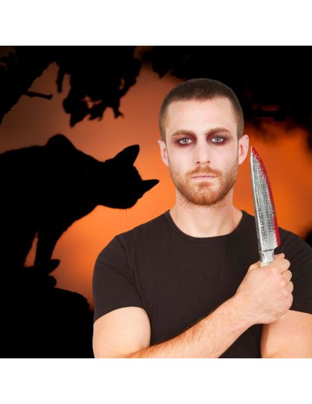 Couteau factice ensanglanté Halloween - Longueur : 33 cm