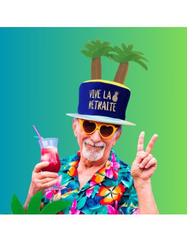 Chapeau Palmiers Vive la Retraite - Adulte - Taille : Unique