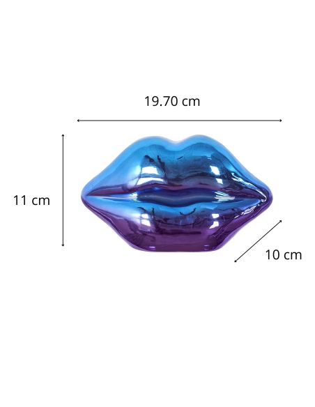 Décoration à Poser Bouche en Céramique "Electroplate" - Dimensions : 19,7 x 10 x 11 cm