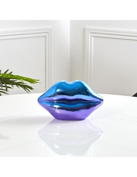 Décoration à Poser Bouche en Céramique "Electroplate" - Dimensions : 19,7 x 10 x 11 cm